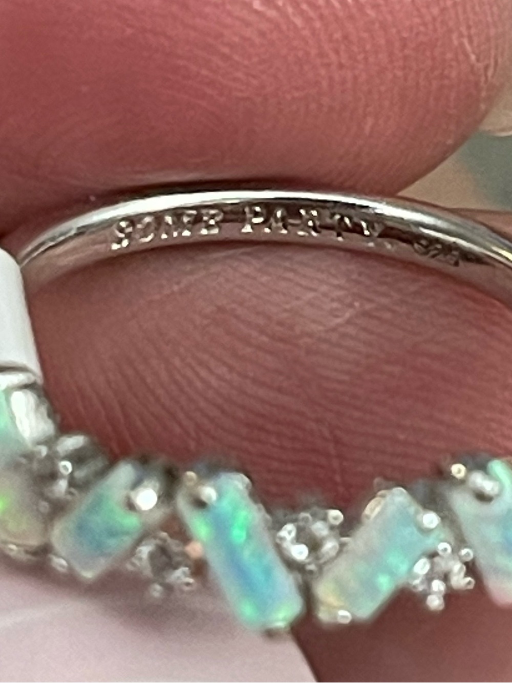 Sterling Silver Opal Zigzag Ring - Size 8 - Picture 5 of 5